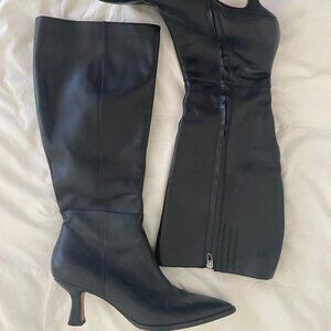 Dolce Vita Black Leather Heeled Boots With Pointed Toe Size 10